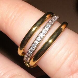 3bsnd connected ring with cz two tone sz 5